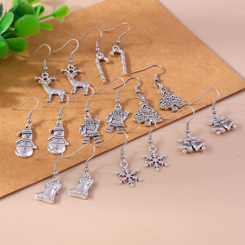 1 Pair Casual Streetwear Christmas Tree Snowflake Zinc Alloy Drop Earrings