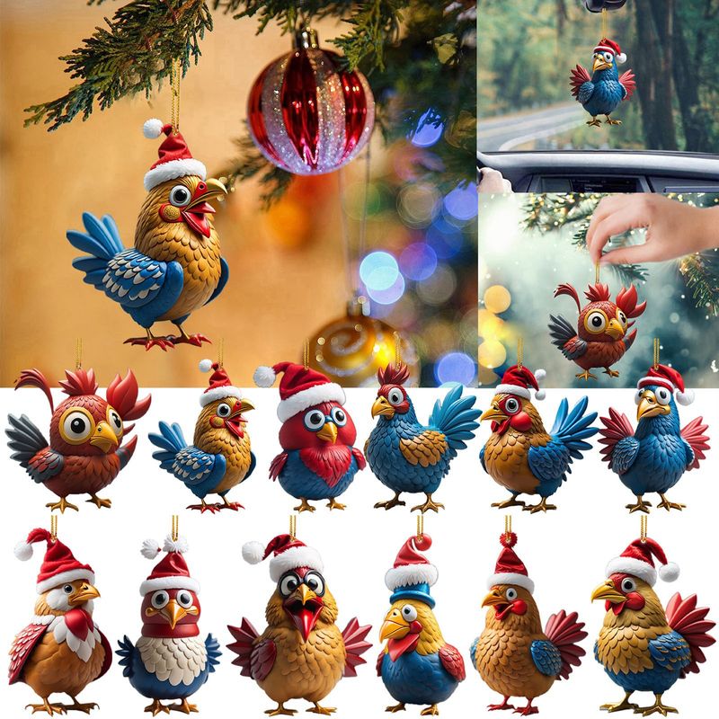 Grenz Überschreitende Neuankömmling Weihnachts-kreative Tierhühner-serie Anhänger Weihnachtsbaum-anhänger Acryl-hang-dekorationen