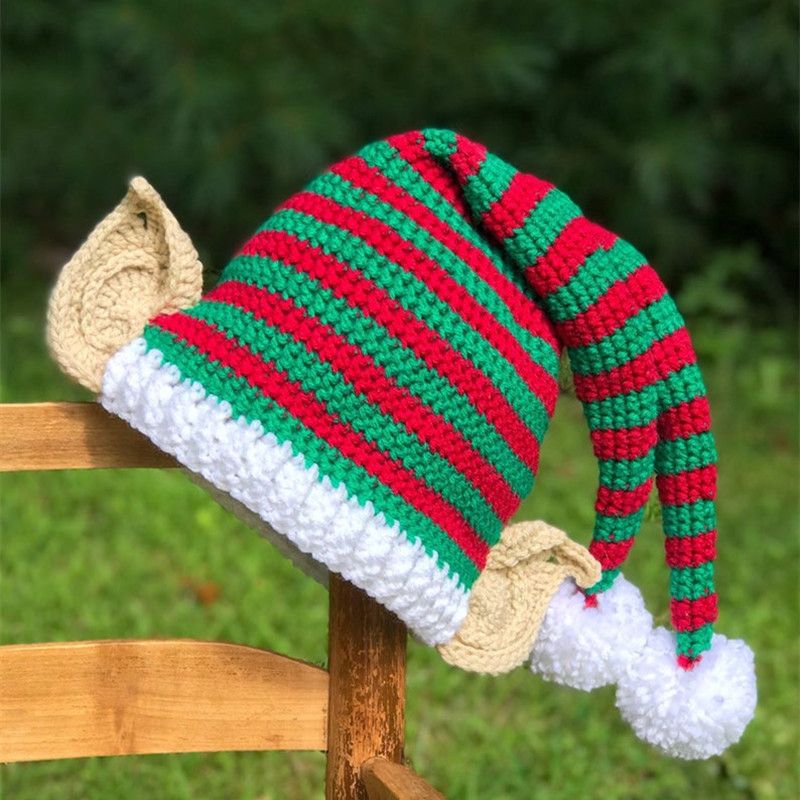 Unisex Cute Stripe Ear Warap Wool Cap