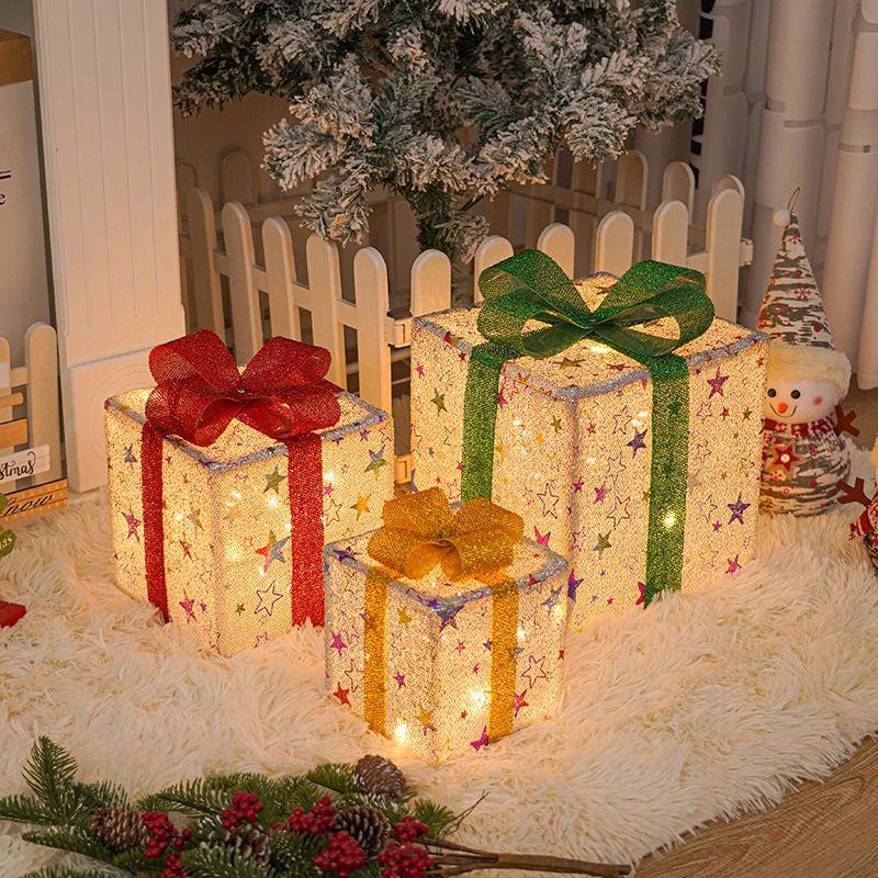 Christmas Cute Gift Box Plastic Indoor Family Gathering Festival Lightings