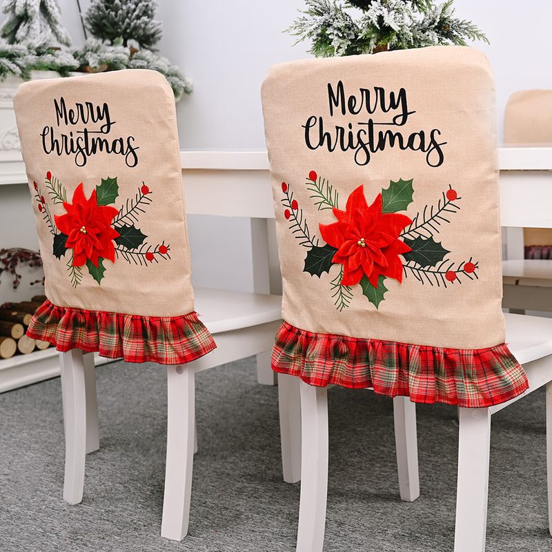 Christmas Cute Pastoral Flower Linen Indoor Family Gathering Festival Chair Cover