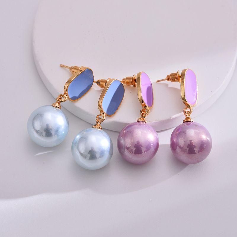 1 Pair Simple Style Geometric Plating Imitation Pearl Alloy Drop Earrings