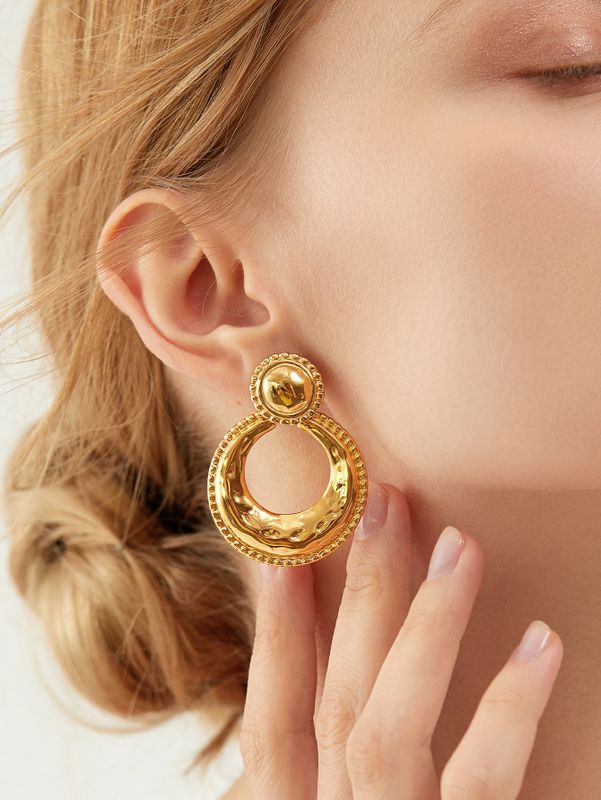 1 Pair Simple Style Classic Style Solid Color Plating 304 Stainless Steel 14K Gold Plated Drop Earrings