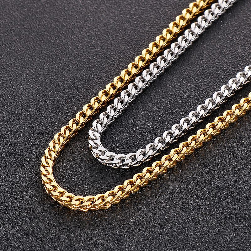 Hip Hop Retro Einfarbig Titan Stahl Polieren 18 Karat Vergoldet Männer Halskette