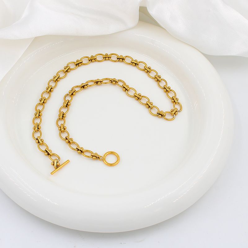 304 Stainless Steel 18K Gold Plated Simple Style Korean Style Plating Solid Color Bracelets Necklace