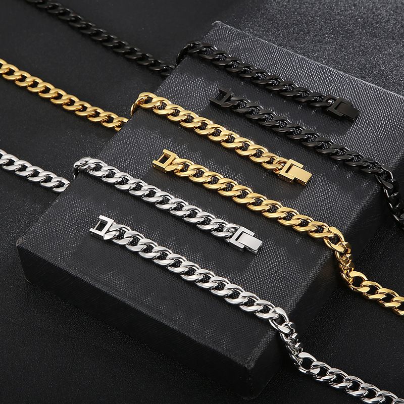 Titanium Steel 18K Gold Plated Punk Streetwear Geometric Bracelets Necklace