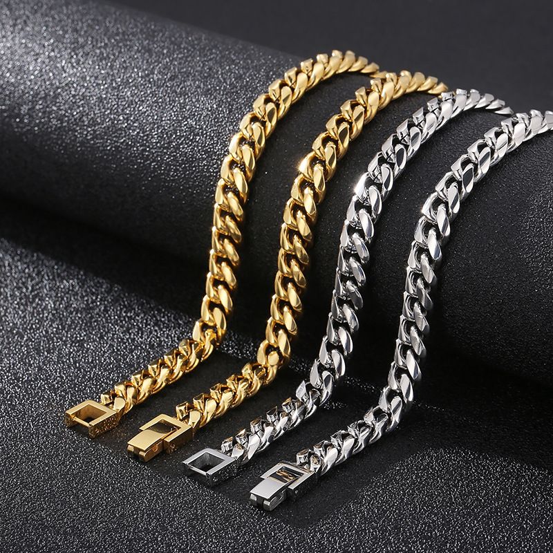 Titanium Steel 18K Gold Plated Classic Style Chain Solid Color Bracelets Necklace