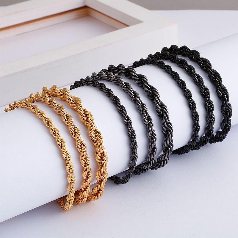Titanium Steel 18K Gold Plated Hip-Hop Chain Waves Necklace
