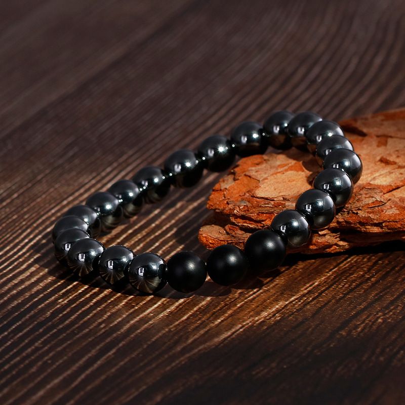 Hip-hop Retro Round Agate Beaded Men's Bracelets