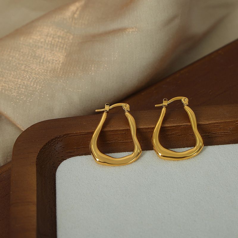 1 Pair Simple Style Geometric Plating Titanium Steel 18k Gold Plated Earrings