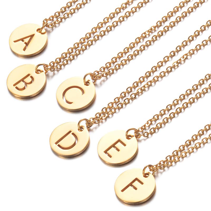 Simple Style Letter Stainless Steel Titanium Steel Plating Chain Gold Plated Pendant Necklace