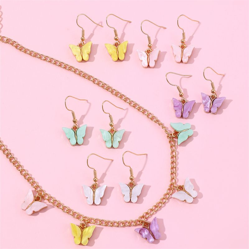 Cute Sweet Butterfly Alloy Girl's Jewelry Set