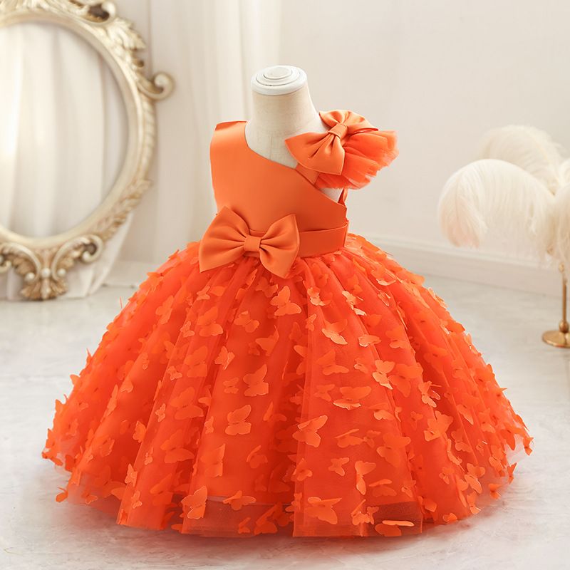 Elegante Princesa Color Sólido Poliéster Vestidos Para Niñas
