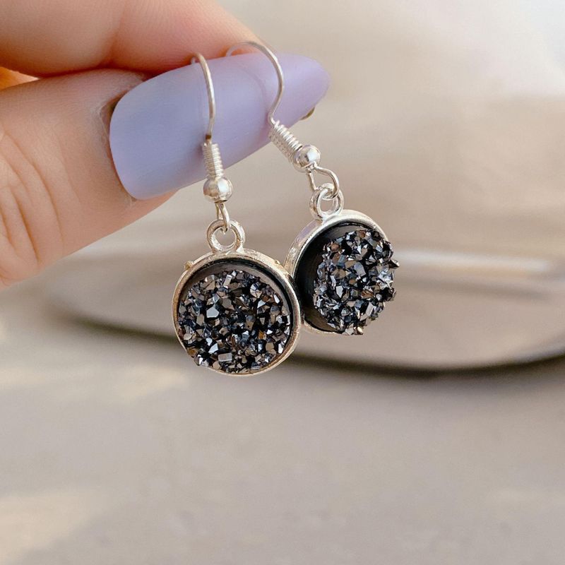 1 Pair Simple Style Round Plating Inlay Alloy Artificial Crystal Drop Earrings