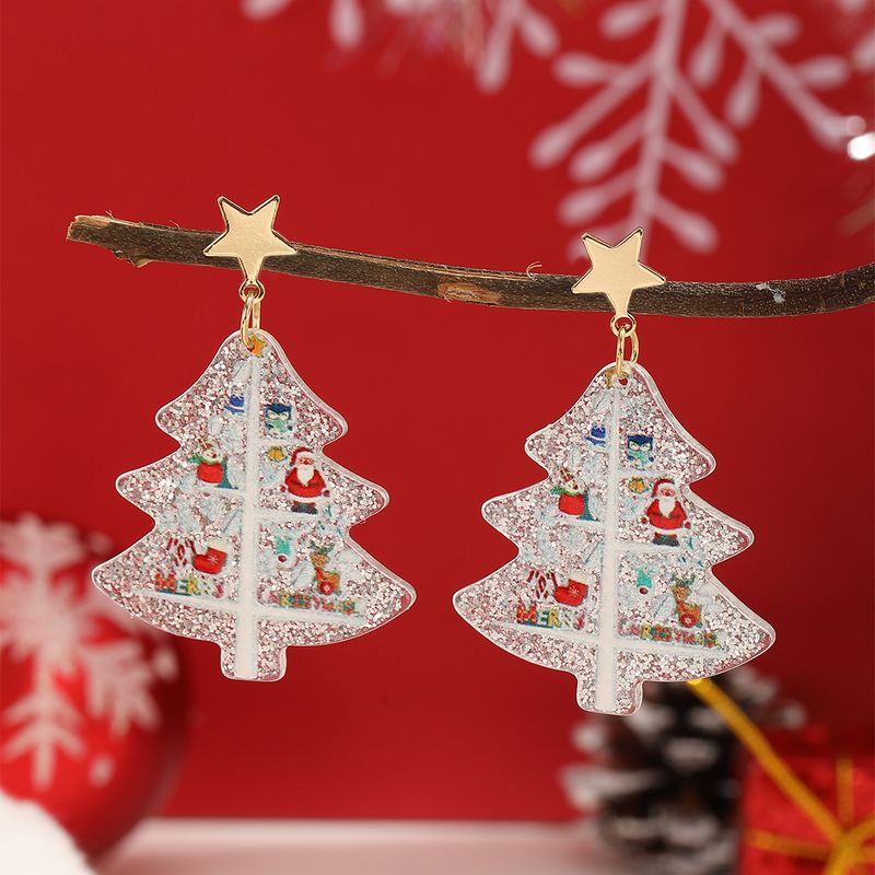 1 Paar Süß Weihnachtsbaum Aryl Tropfenohrringe