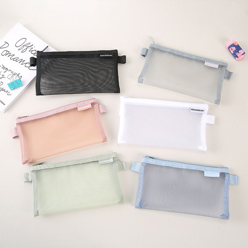 Solid Color Nylon Class Learning Vintage Style Pencil Case
