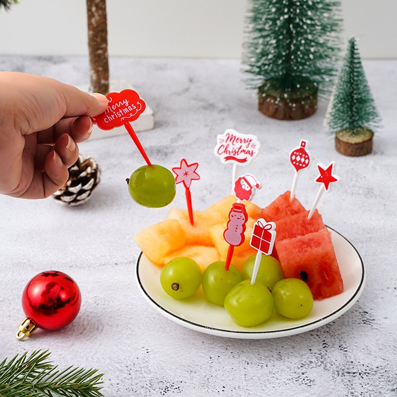 Christmas Casual Cartoon Plastic Fruit Fork 1 Set
