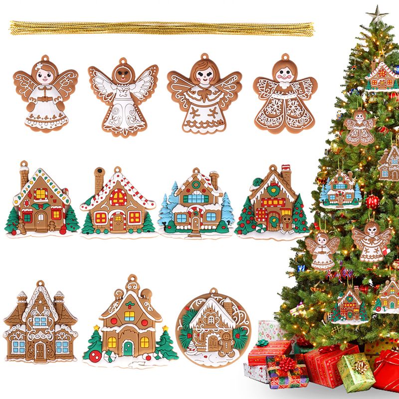 Christmas Cute Pastoral Gingerbread Pvc Indoor Party Festival Hanging Ornaments
