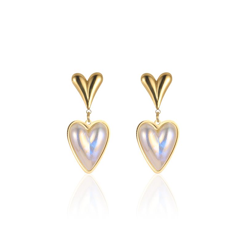 1 Pair Vintage Style Heart Shape Plating 304 Stainless Steel Drop Earrings