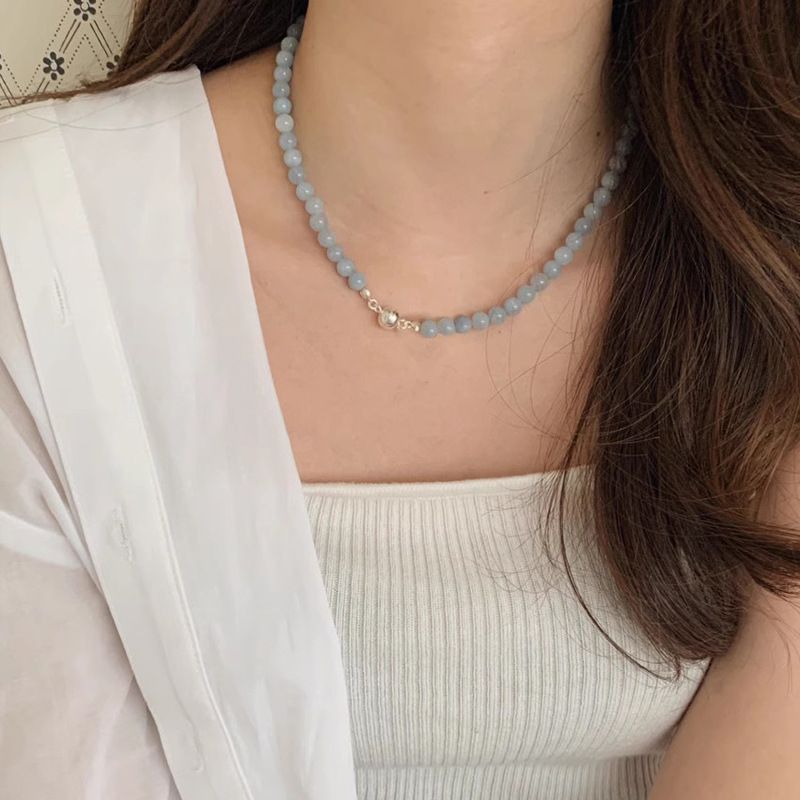 Elegant Dame Geometrisch Stein Sterling Silber Halskette