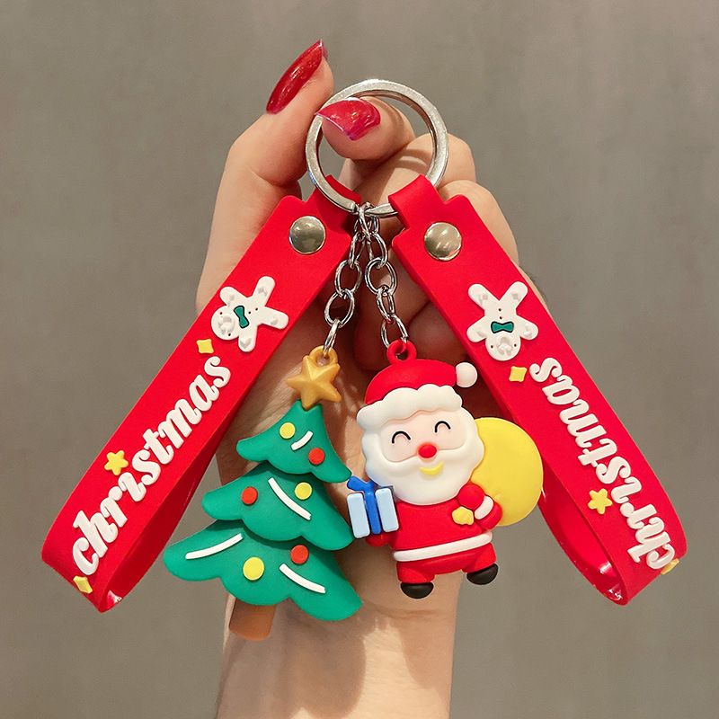 Cartoon Style Christmas Tree Bell Snowman Alloy Soft Glue Christmas Unisex Keychain