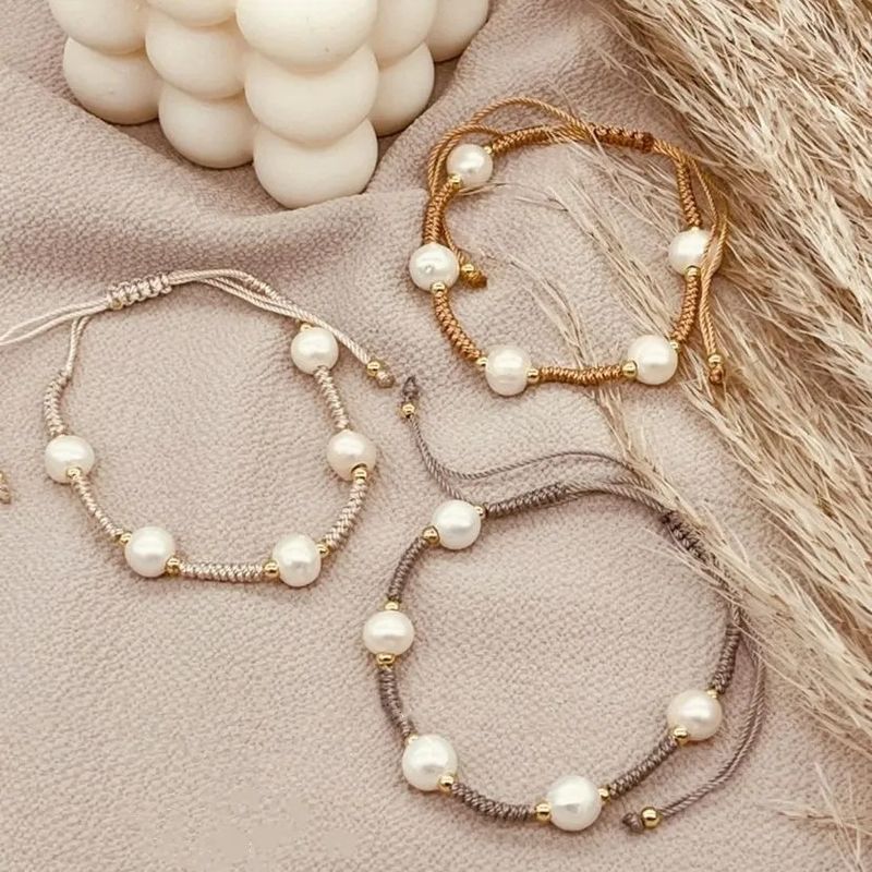 Simple Style Classic Style Geometric Artificial Pearl Mixed Materials Rope Women's Bracelets