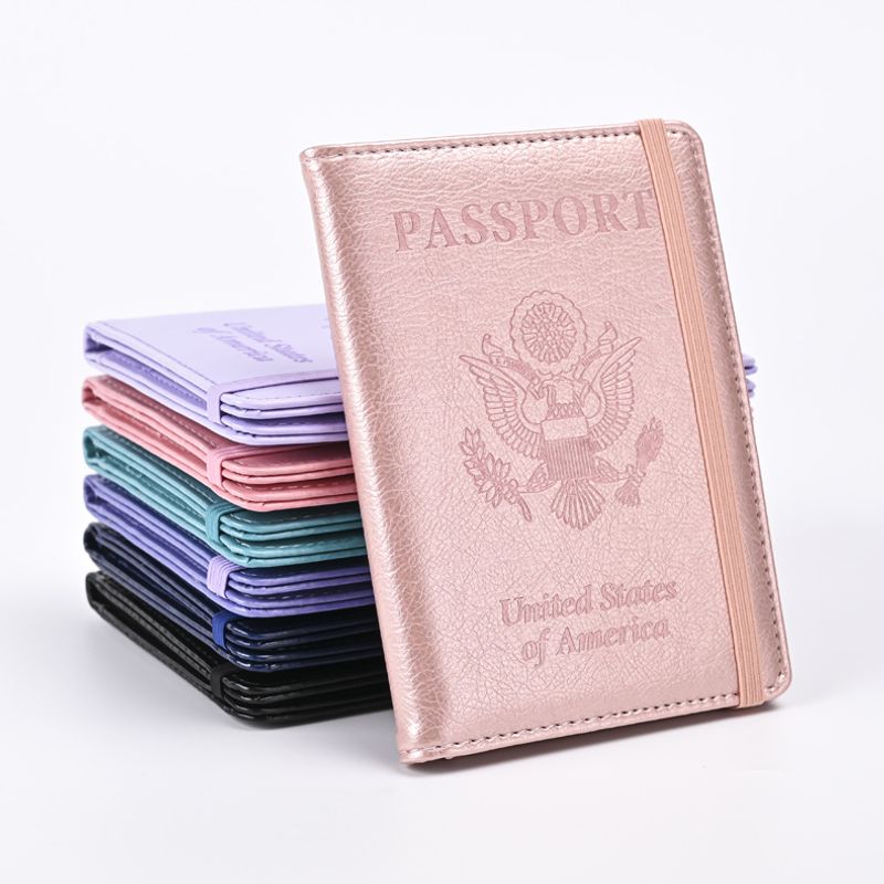 Unisex Basic Letter Flower Pu Leather Passport Holders