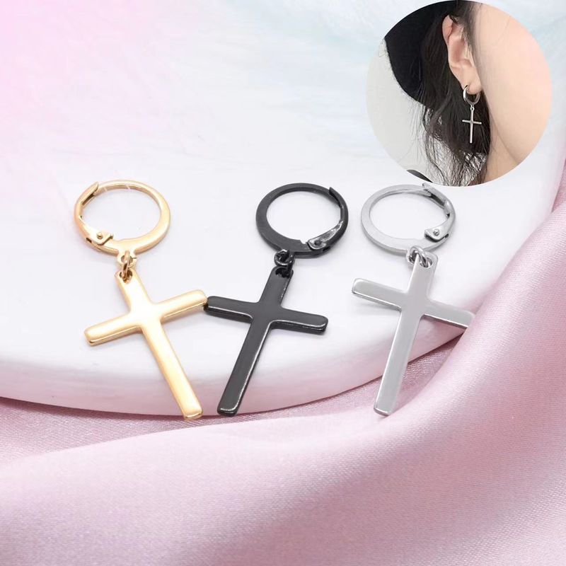 1 Piece 1 Pair Punk Artistic Commute Solid Color Plating Stainless Steel Drop Earrings