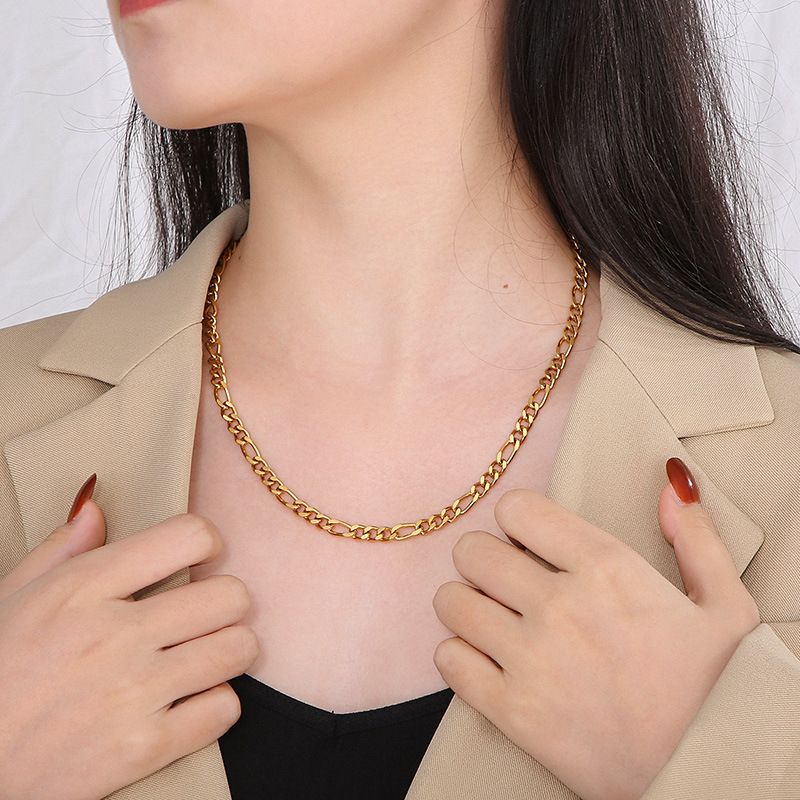 Titanium Steel 18K Gold Plated Hip-Hop Retro Plating Chain Solid Color Necklace