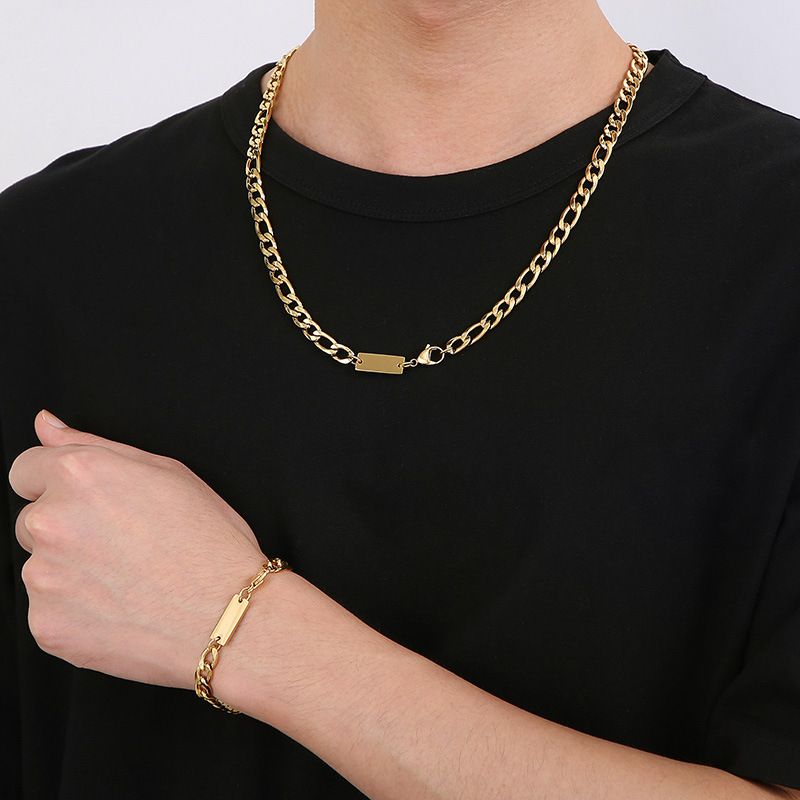 Stainless Steel 18K Gold Plated Simple Style Geometric Bracelets Necklace