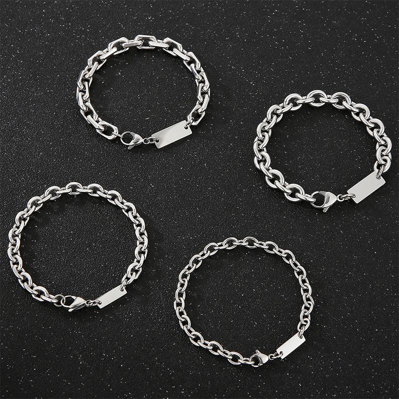 Simple Style Solid Color Titanium Steel Plating Chain 18K Gold Plated Men's Bracelets