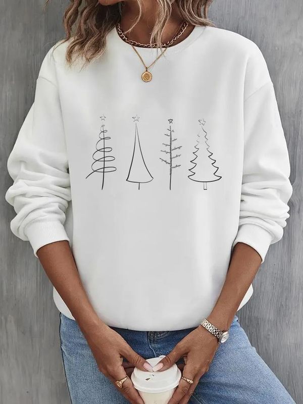 Women's Hoodies Long Sleeve Basic Christmas Tree