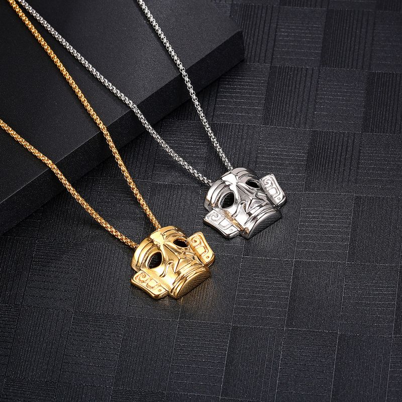 Retro Mask 304 Stainless Steel Plating 18K Gold Plated Unisex Pendant Necklace