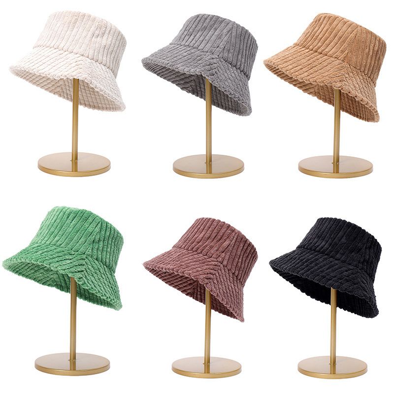 Women's Basic Simple Style Classic Style Solid Color Lines Wide Eaves Bucket Hat