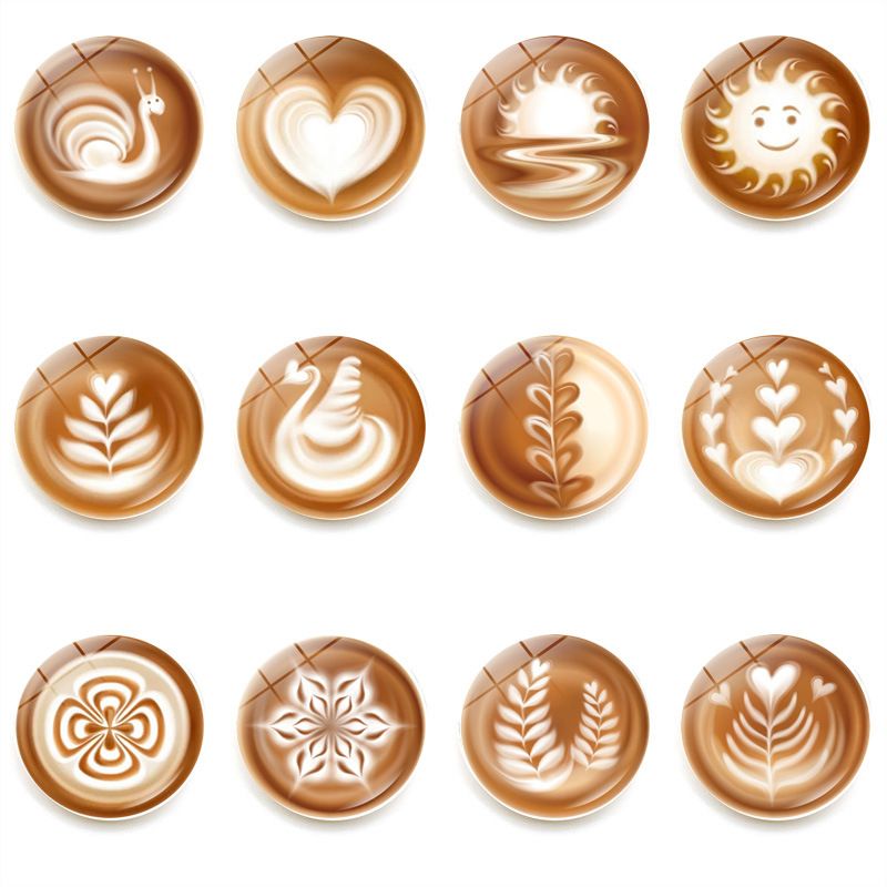 Cappuccino Latte Art Refridgerator Magnets Crystal Glass Soft Magnetic Whiteboard Sticker Home Decoration Small Goods 25mm