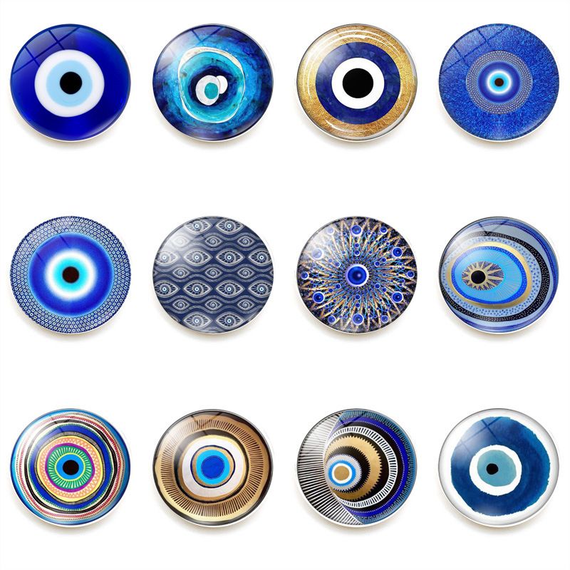 Eye Malvado, Imanes Creativos, Ojos Azules De Pavo, Cristal, Cristal Magnético, Imanes De Papel, Decoraciones De 25mm