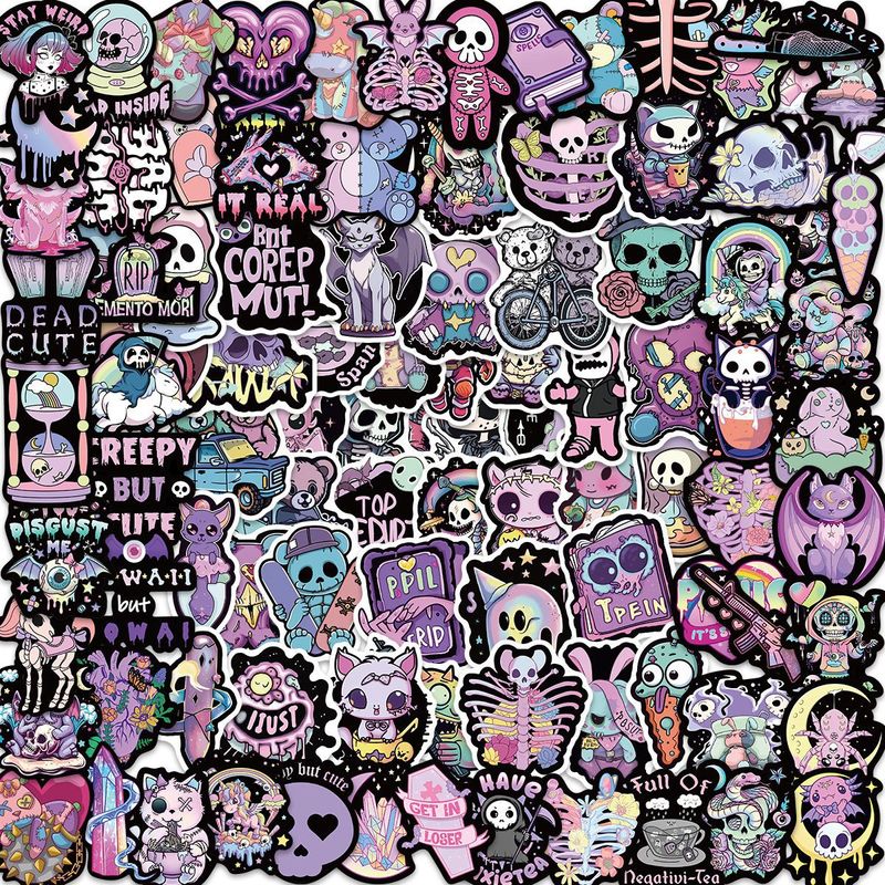 1 Set Skull Learning Pvc Self-adhesive Cute Stickers