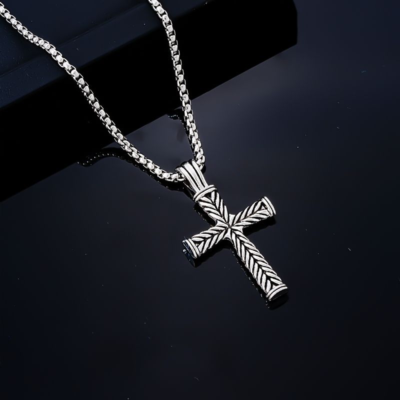 Hip-Hop Retro Vintage Style Cross 304 Stainless Steel Alloy Titanium Steel Silver Plated Unisex Pendant Necklace