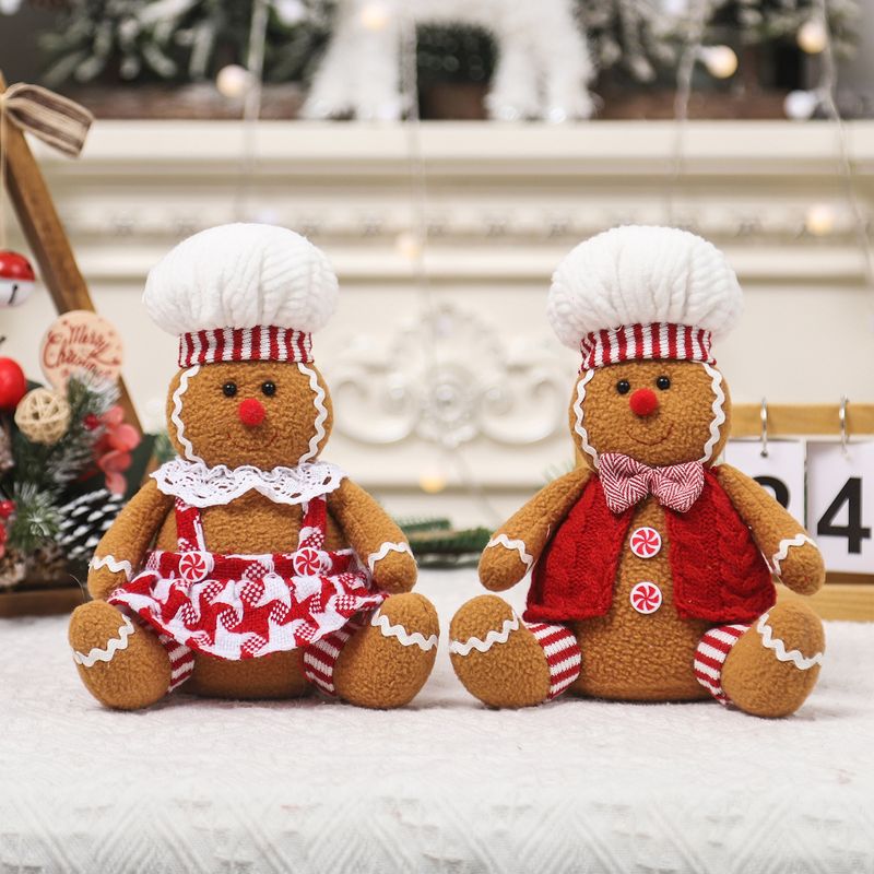 Navidad Estilo De Dibujos Animados Lindo Pan De Jengibre Tela Interior Fiesta Festival Muñeca