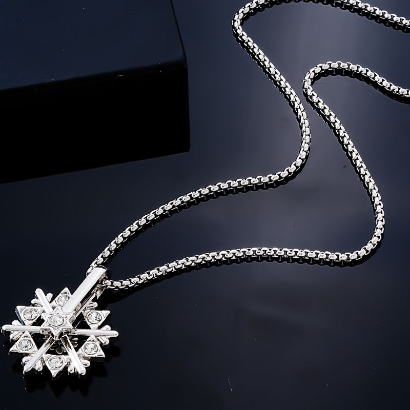 Wholesale Simple Style Snowflake Stainless Steel Alloy Titanium Steel Plating Inlay Zircon Necklace Pendant