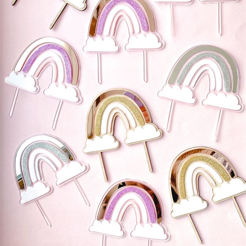 Birthday Cartoon Style Cute Rainbow Arylic Party Birthday Cake Decorating Supplies