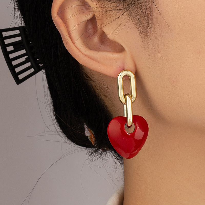 1 Pair Cute Sweet Heart Shape Plastic Drop Earrings