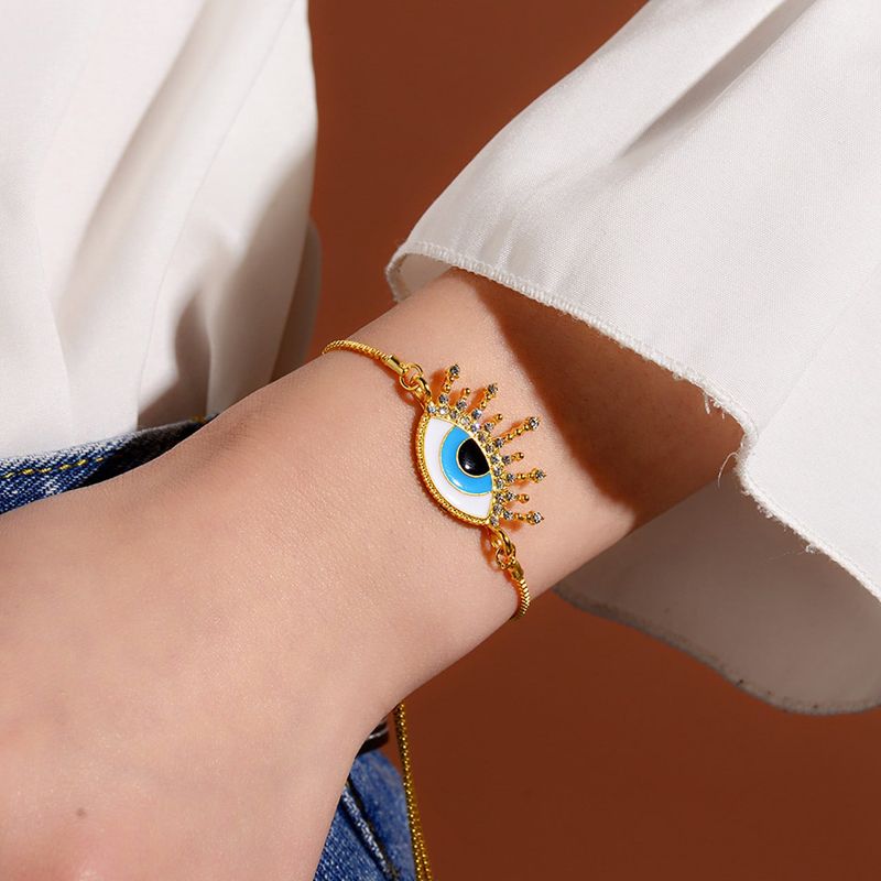 Simple Style Devil's Eye Alloy Inlay Rhinestones Women's Bracelets
