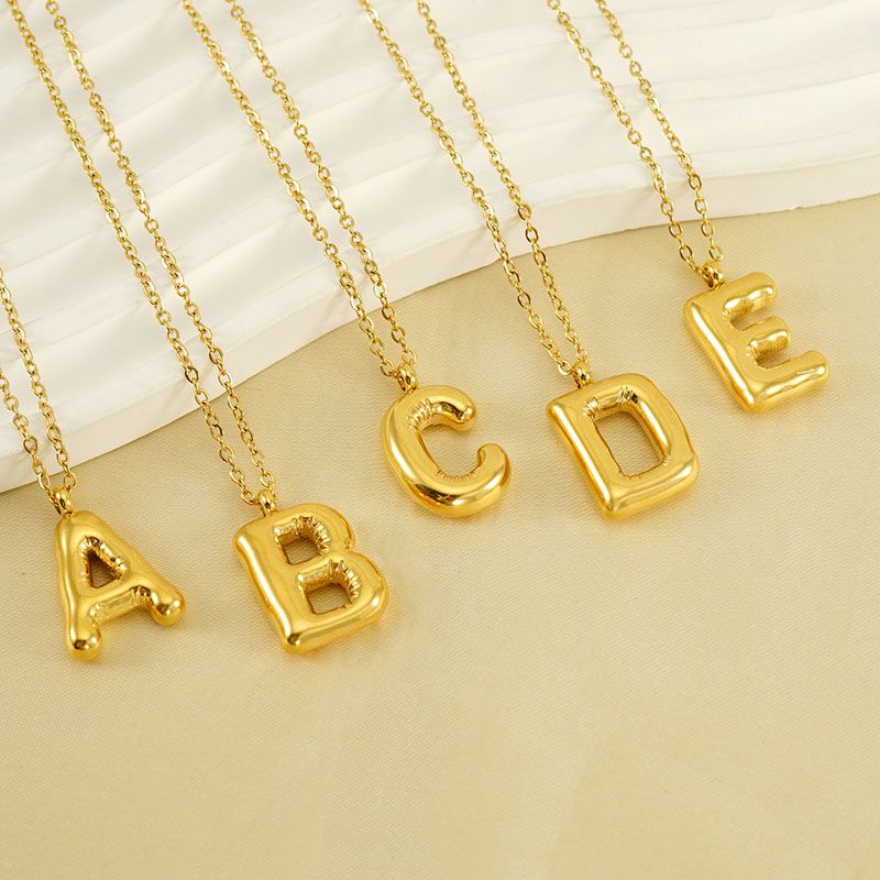 304 Stainless Steel 18K Gold Plated Casual Cute Plating Letter Titanium Steel Pendant Necklace