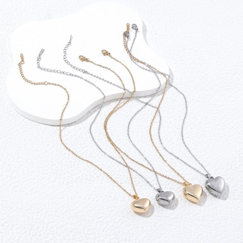 Stainless Steel 18K Gold Plated Simple Style Classic Style Polishing Plating Heart Shape Pendant Necklace