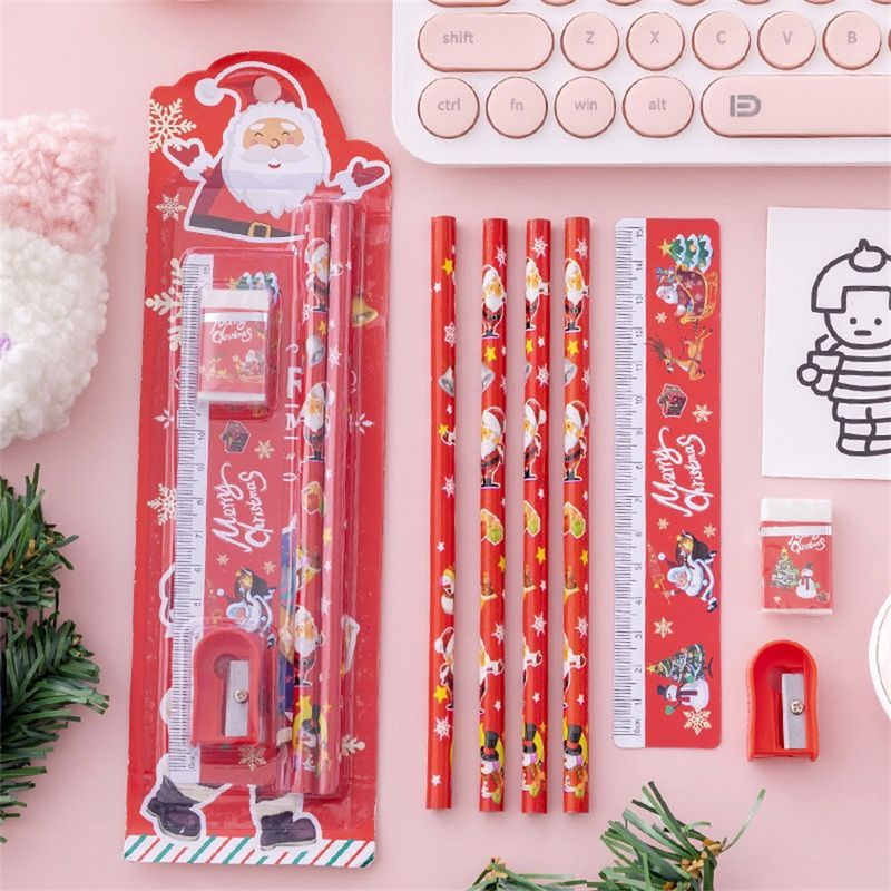 5 Pieces Santa Claus Snowman Class Learning Wood Mixed Materials Cartoon Style Classic Style Pencil