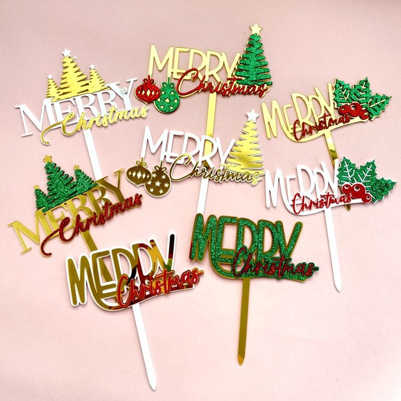 Christmas Cartoon Style Cute Letter Plastic Family Gathering Party Festival Cake Decorating Supplies