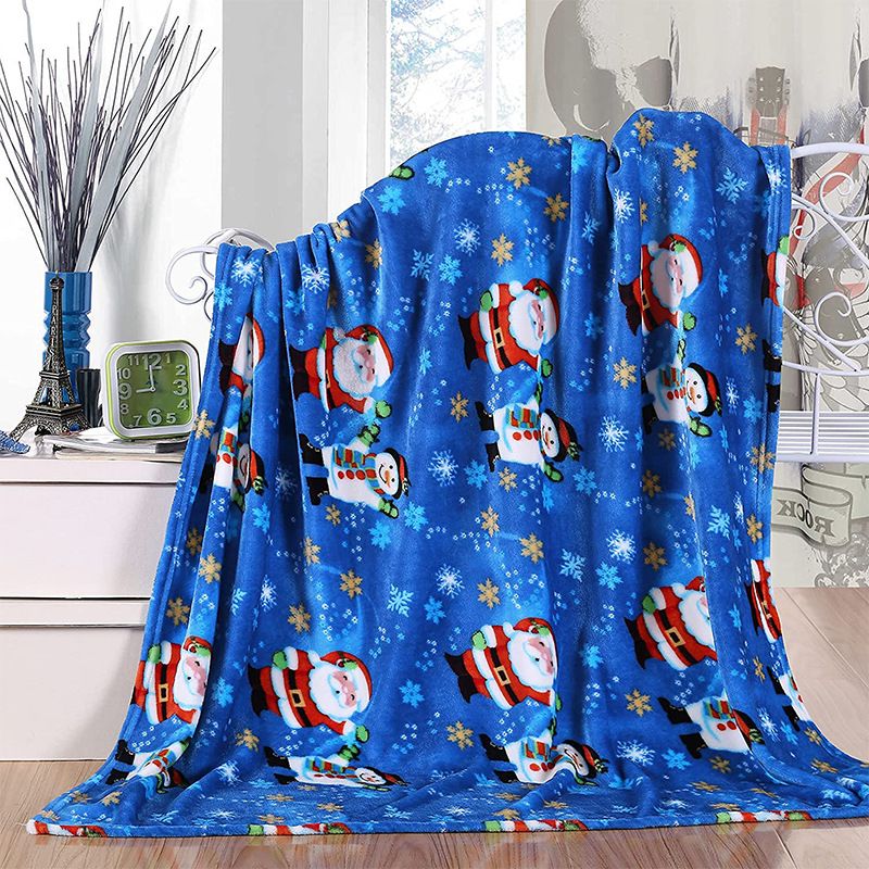 Mignon Père Noël Plaid Bonhomme De Neige Polyester Couverture