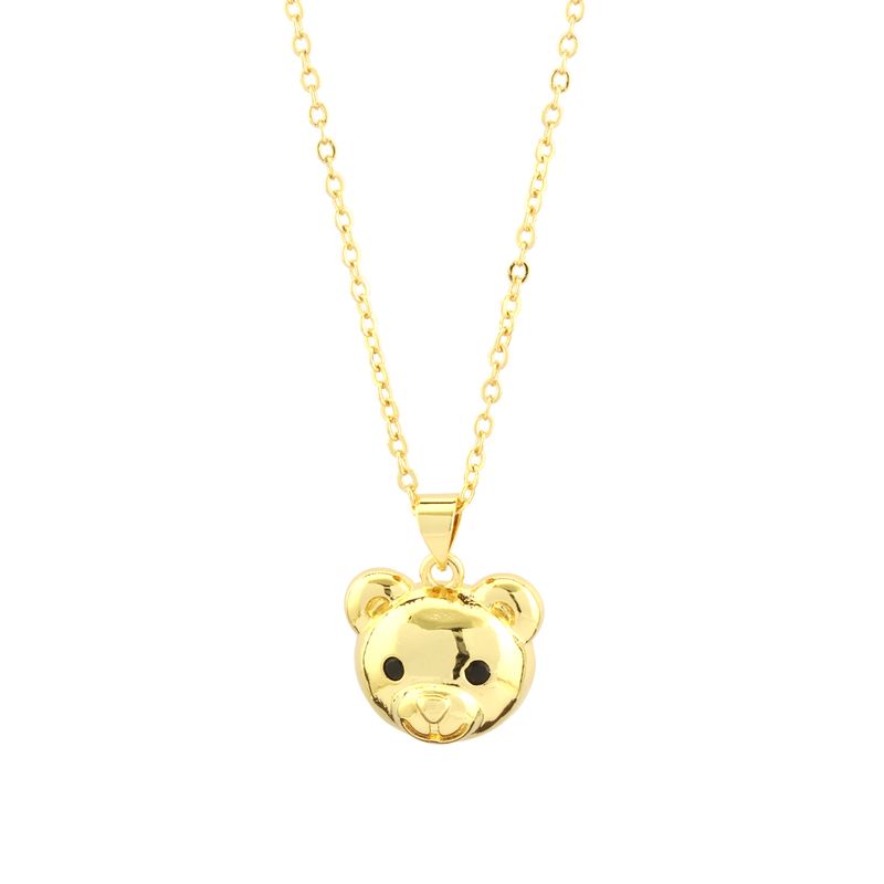 Simple Style Little Bear Copper 18k Gold Plated Pendant Necklace In Bulk