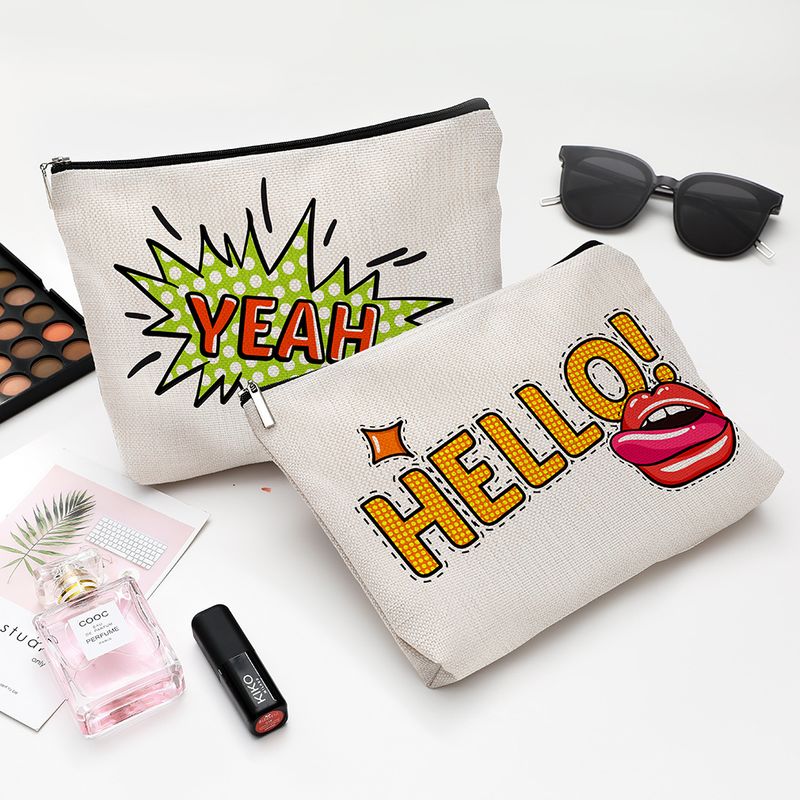 Casual Cartoon Cotton And Linen Storage Bag Makeup Bags